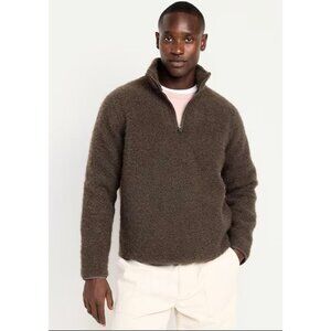 Old Navy Brown Men's Sherpa Quarter-Zip Pullover Sweatshirt Size Large